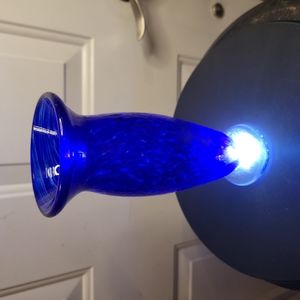 Signed Sullivan Hand Blown Spotted Blue Vase 7.5"